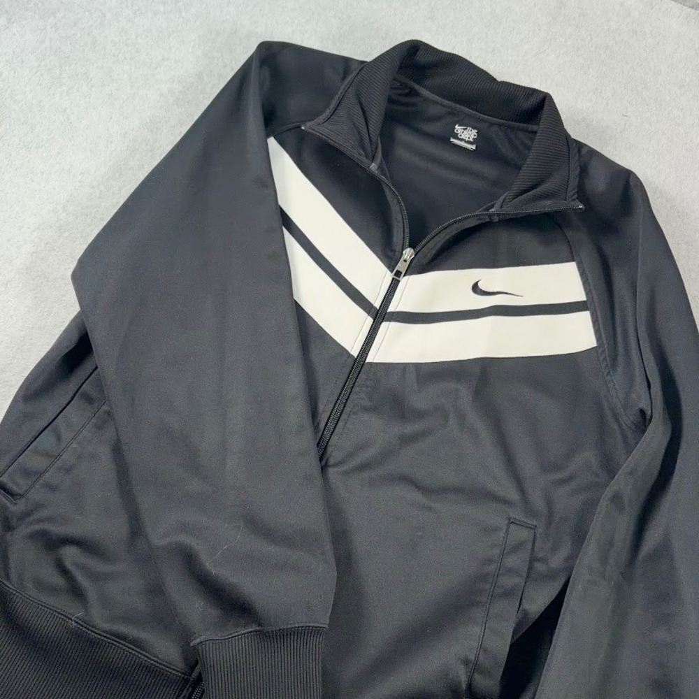 Nike Track Jacket Mens L Black White Chevron Stripe Athletic Dept Full Zip